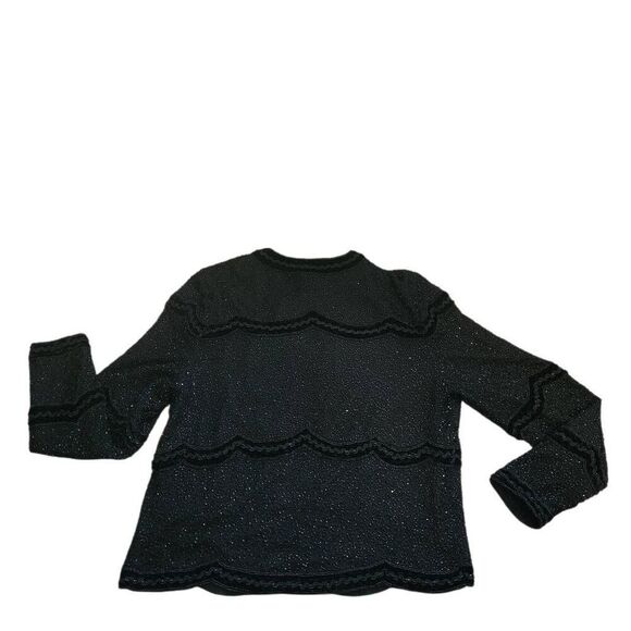 VTG 80s Blazer Jacket Womens Small NiteLine Black Trophy Wife Sequin Cocktail Pa - Picture 3 of 5